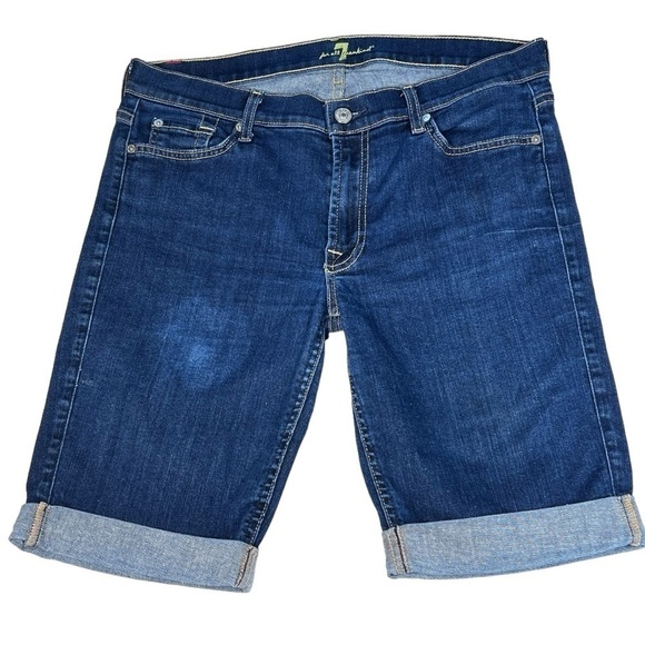 7 FOR ALL MANKIND Women's Rolled Hem Bermuda Denim Shorts Size 31 - Picture 8 of 16